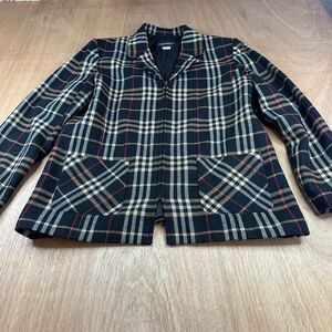 Requirements Plaid Zip Front Jacket Black Tan Red Women’s 14
